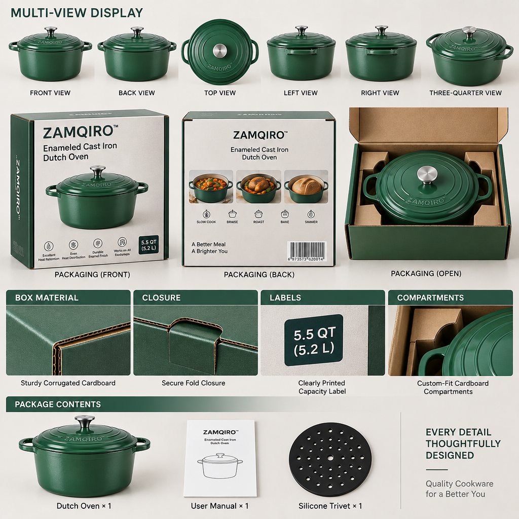 ZAMQIRO™ Enameled Cast Iron Dutch Oven image 6