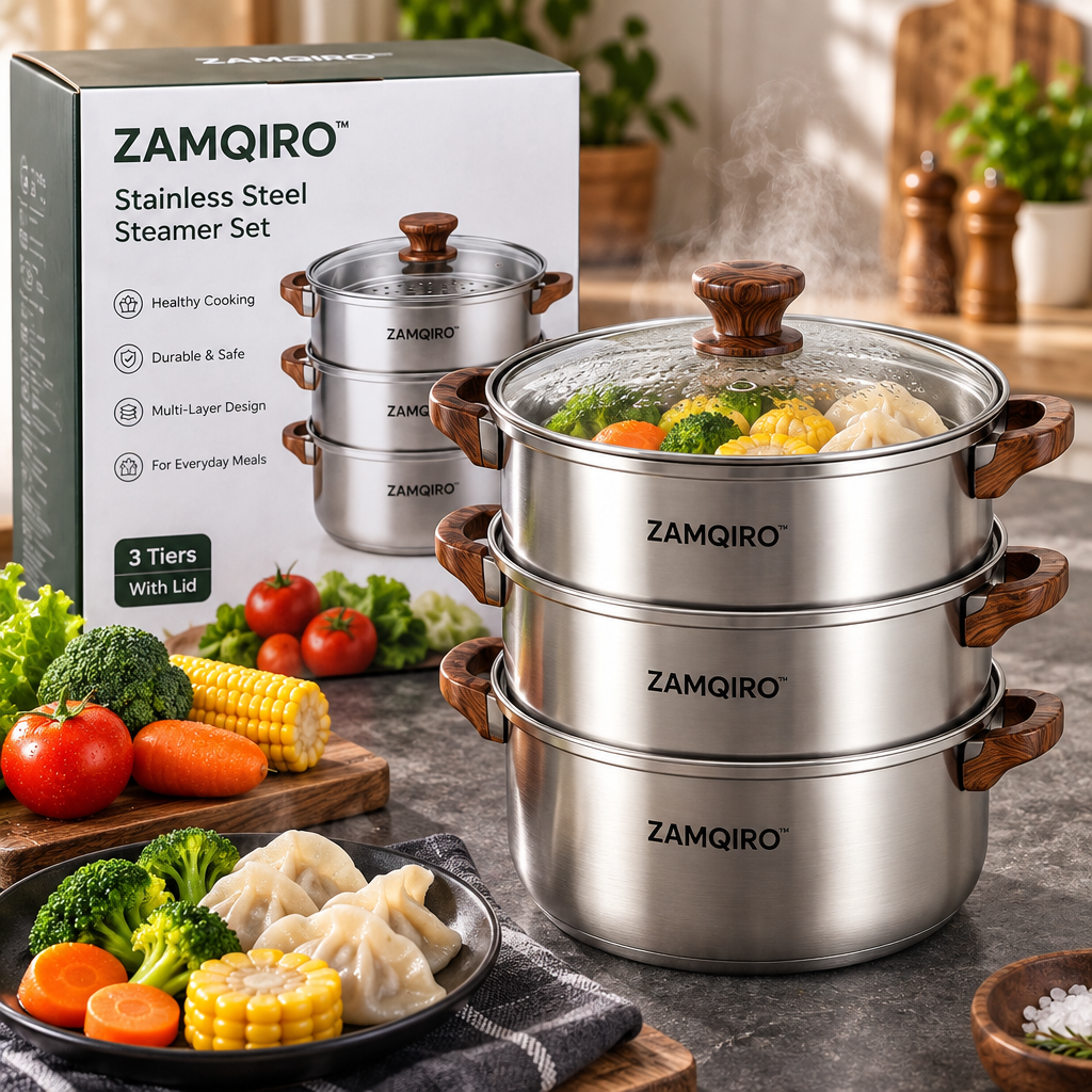 ZAMQIRO™ Stainless Steel Steamer Set image 3
