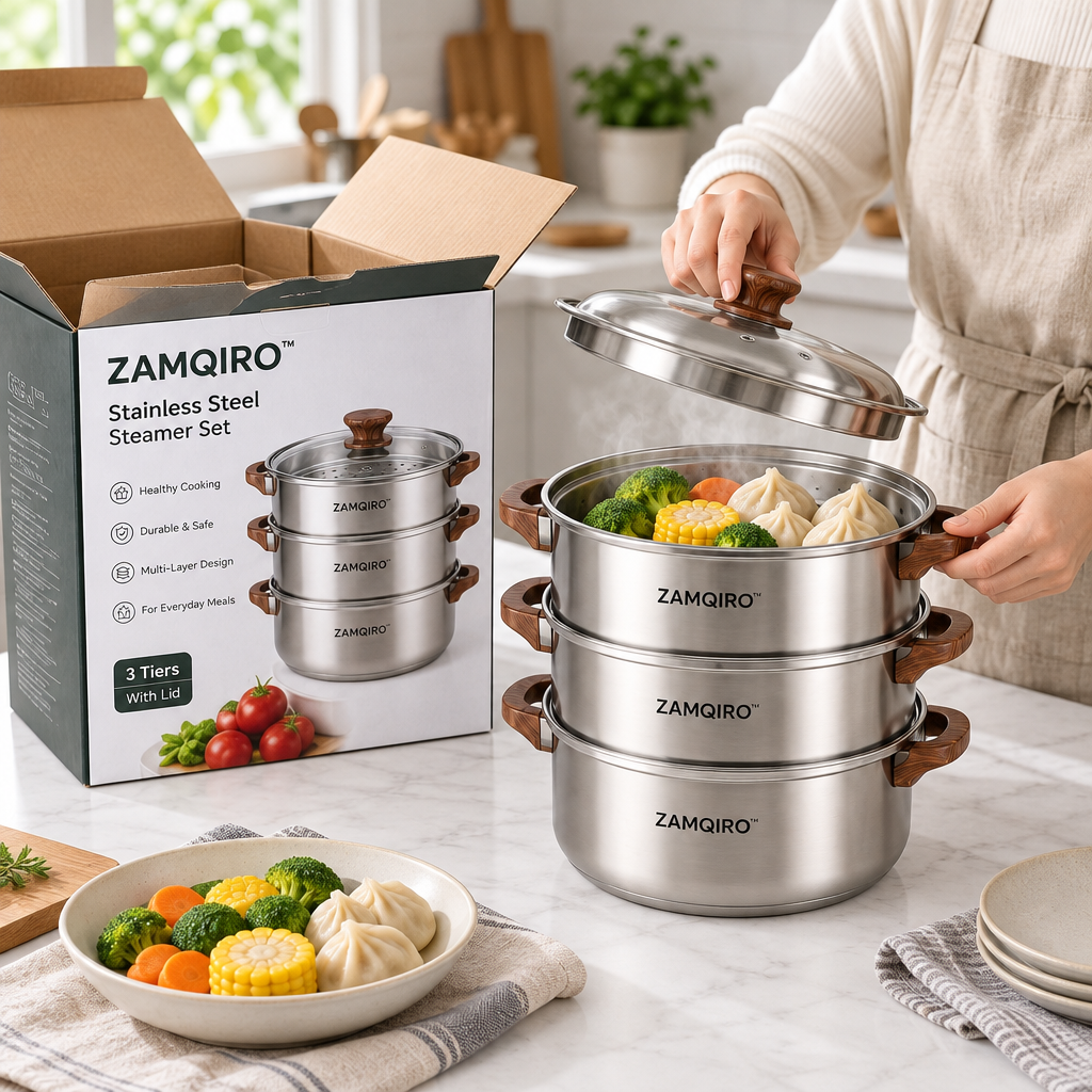 ZAMQIRO™ Stainless Steel Steamer Set image 4