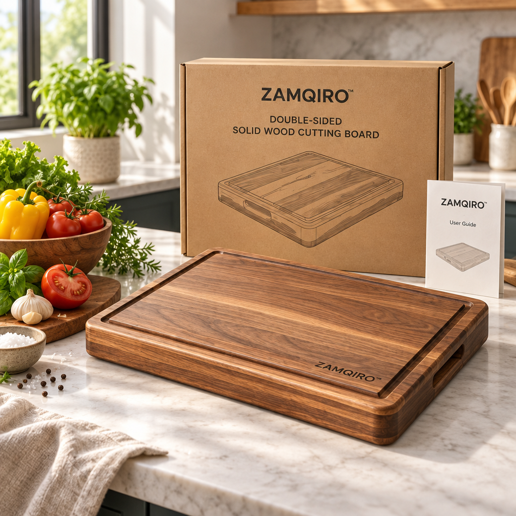 ZAMQIRO™ Double-Sided Solid Wood Cutting Board image 2