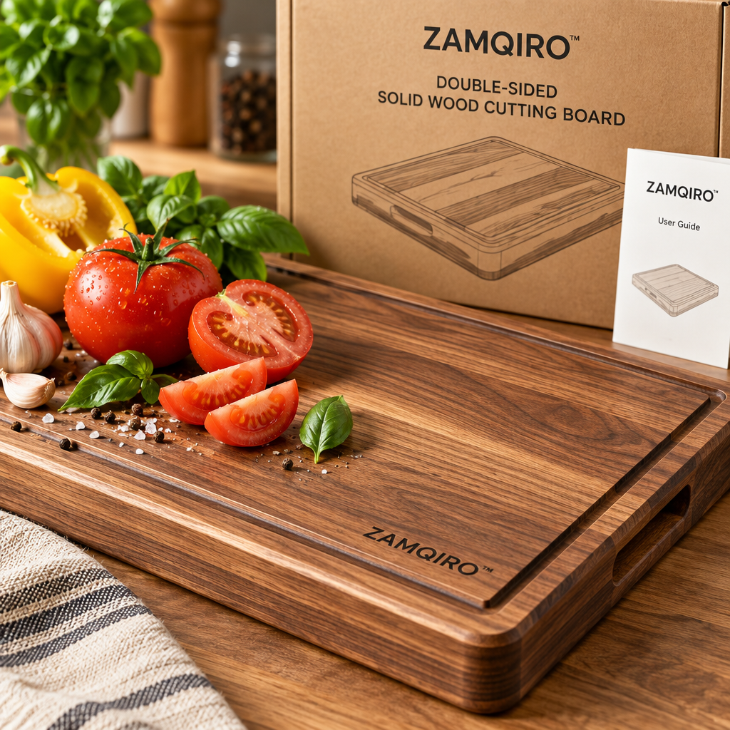 ZAMQIRO™ Double-Sided Solid Wood Cutting Board image 3