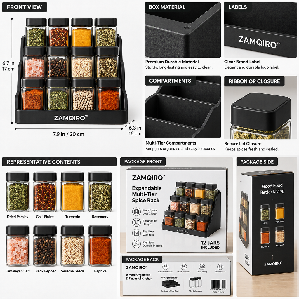 ZAMQIRO™ Expandable Multi-Tier Spice Rack image 6