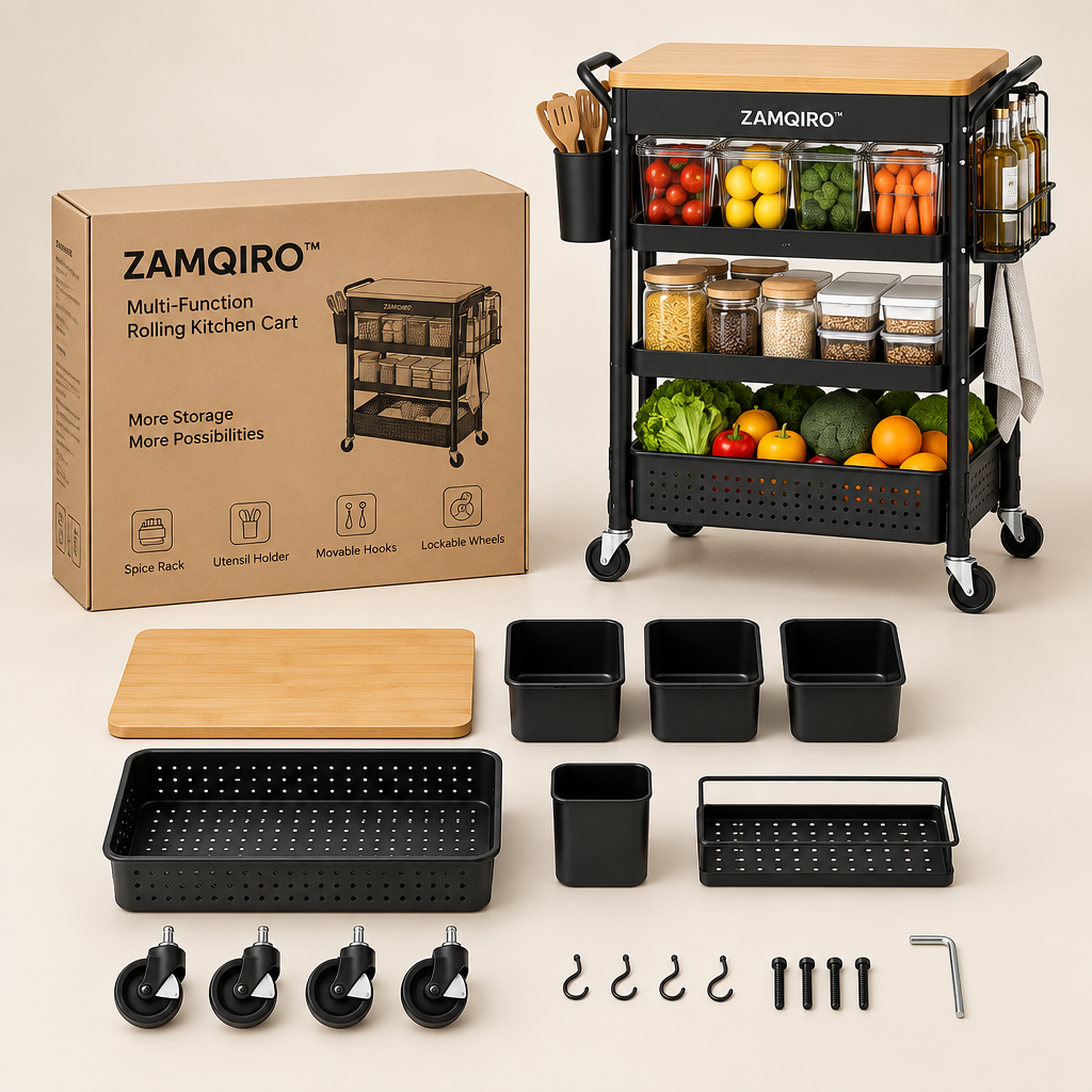 ZAMQIRO™ Multi-Function Rolling Kitchen Cart primary image