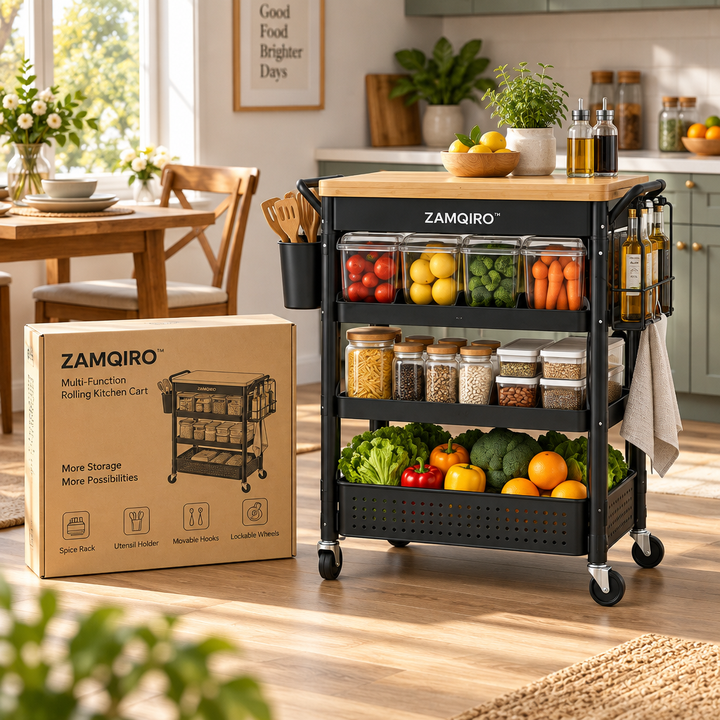 ZAMQIRO™ Multi-Function Rolling Kitchen Cart image 2