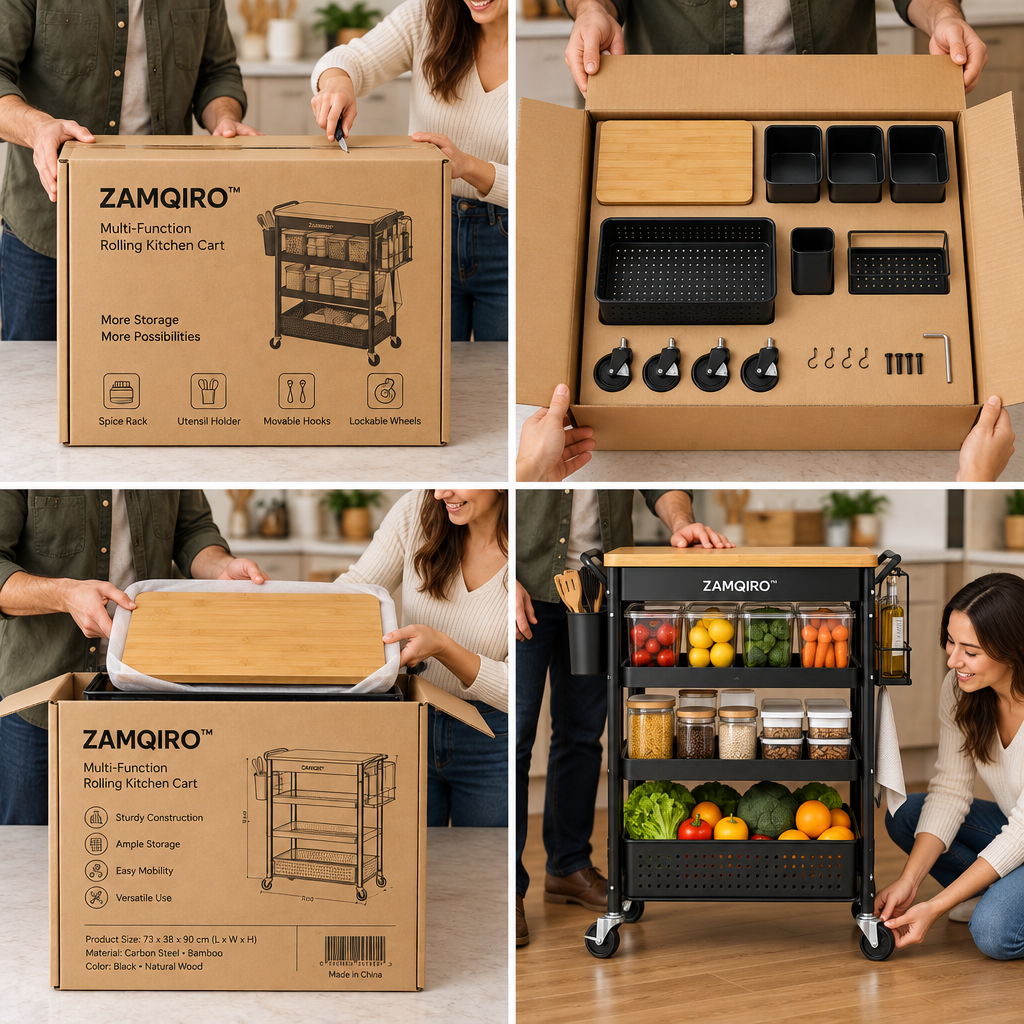ZAMQIRO™ Multi-Function Rolling Kitchen Cart image 4